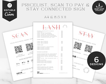 Beauty Pricelist Canva Template: Pink Minimalist Lash Tech (Digital Download)