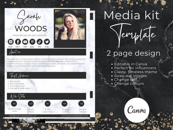 Canva Media Kit Template: 2-Page Influencer Press Kit (Digital Download)