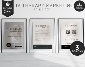 IV Therapy Marketing Templates: Price List & Scan to Pay (Digital Download)