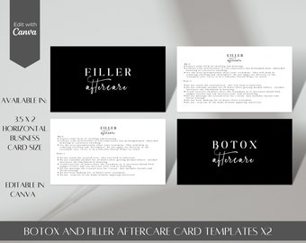 Botox & Filler Aftercare Card Template: Black and White (Canva Editable, Digital Download)
