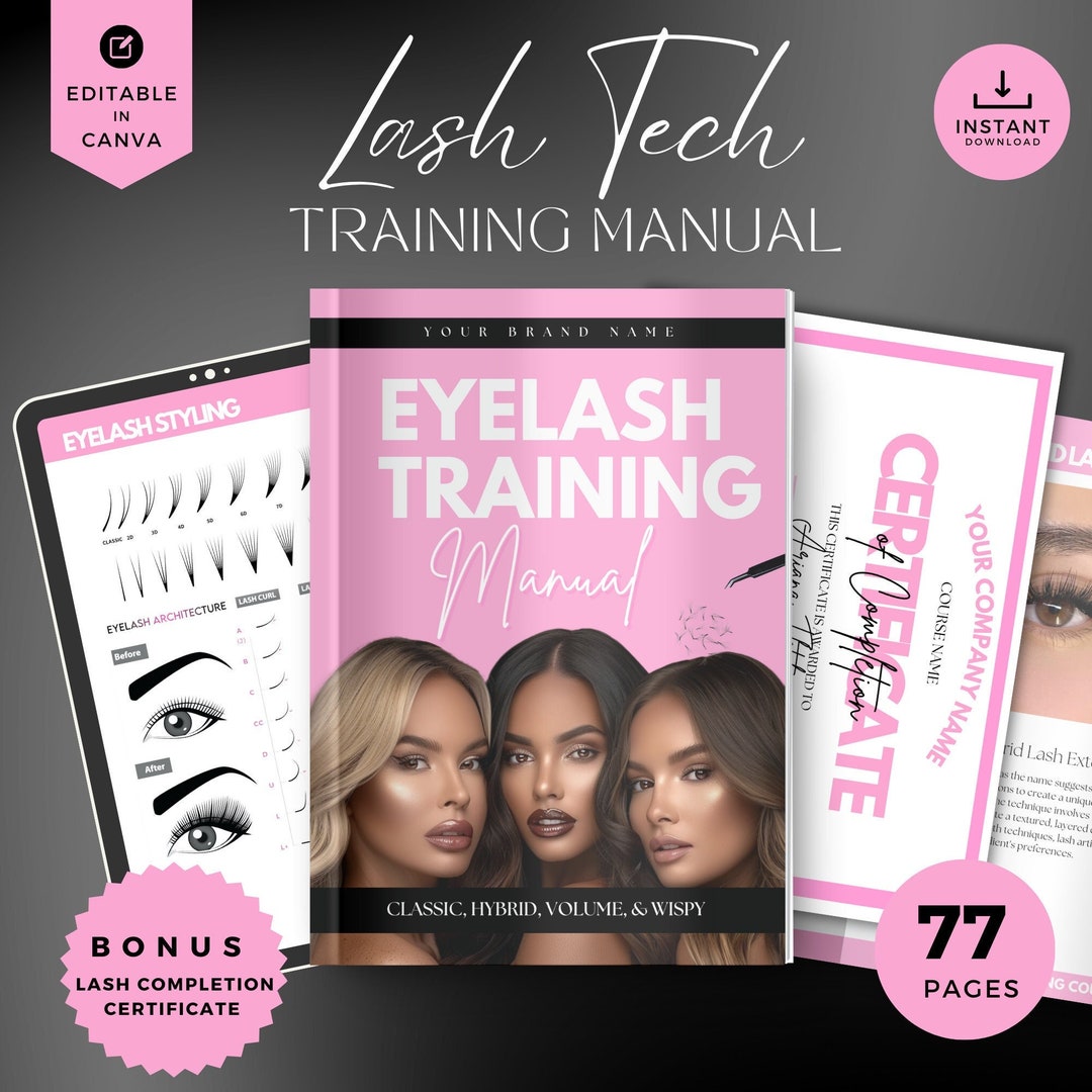 Lash Extension Training Template: Editable Manual & Certificate (canva ...
