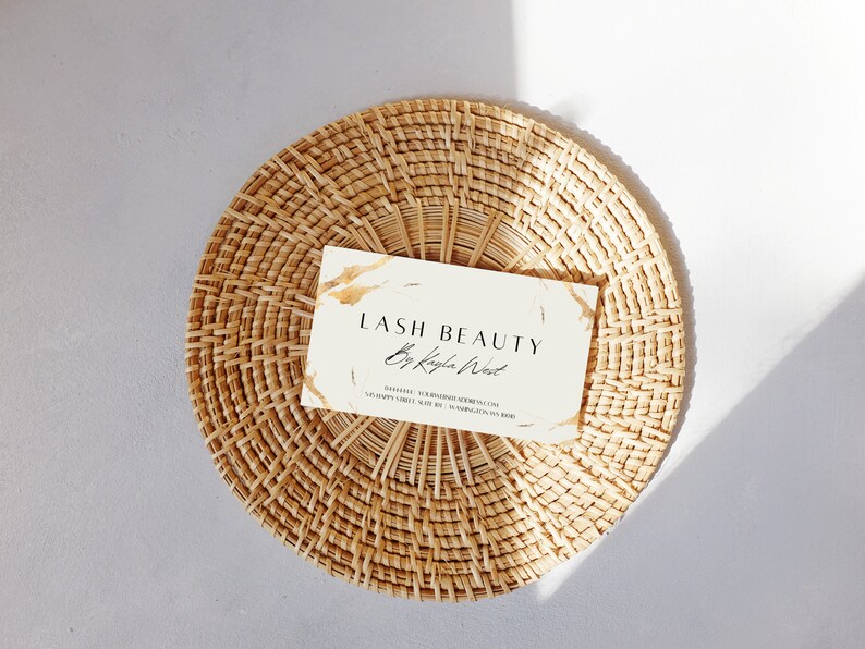 White and Gold Beauty Business Card Template: Lash Card (Canva Editable) image 2
