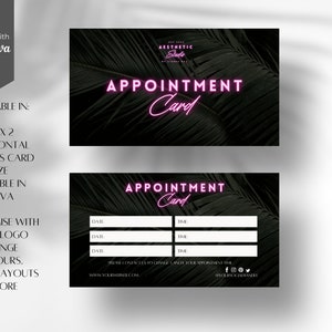 Esthéticienne de beauté, carte de rendez-vous d'affaires, carte de rendez-vous minimal, carte de rappel, carte de prochain rendez-vous, carte d'appel de salon, AES-PNK