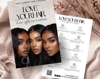 Hair Extension Aftercare Card Template: Printable Weave Care Guide (Canva Editable)