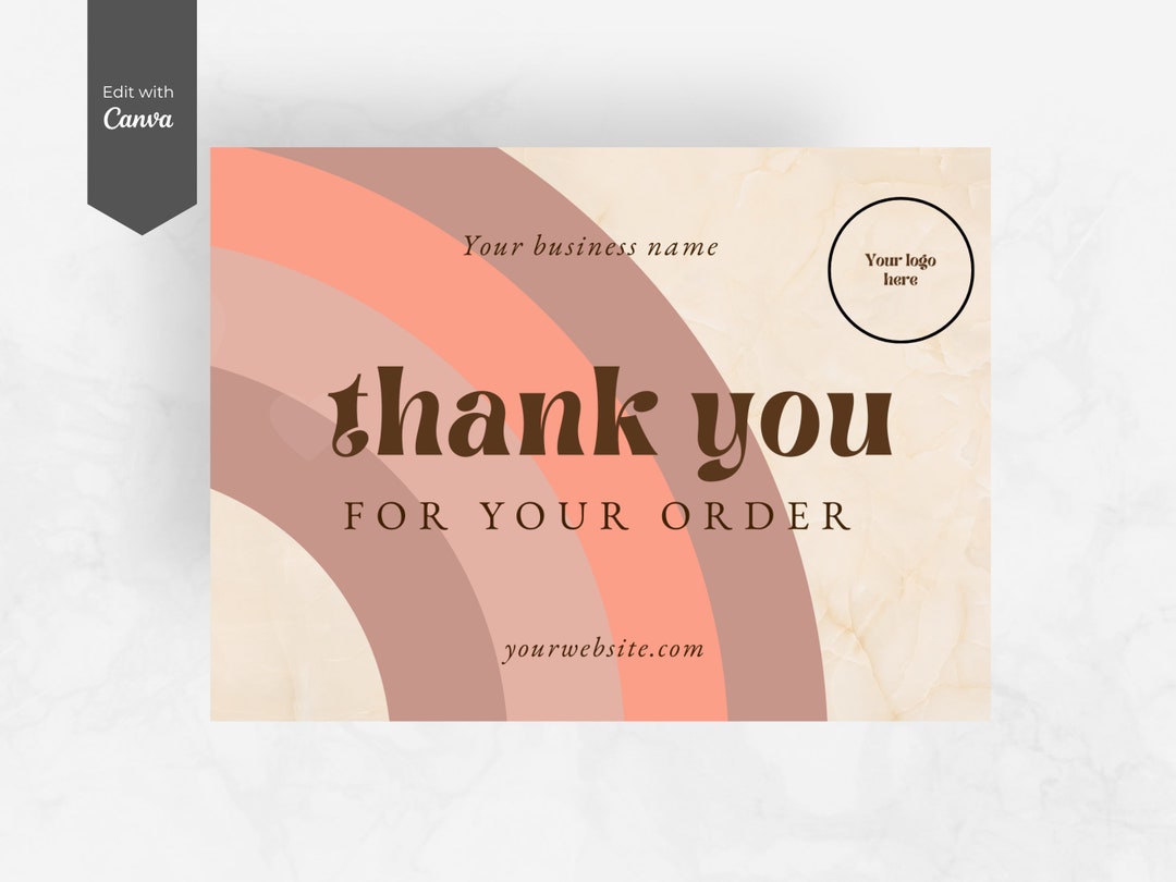 Retro Thank You Card Template: Editable Small Business Insert (digital ...