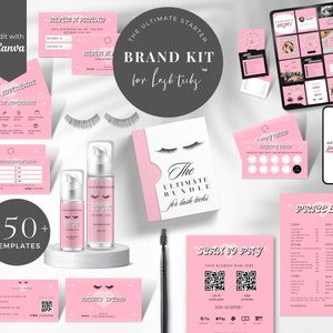 Lash Tech Pink Branding Kit: Logo, Instagram Posts, Lash Forms (Canva Template)