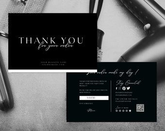 Black & White Thank You Card Template: Hair/Beauty Business (Canva Editable, 6x4" Postcard)