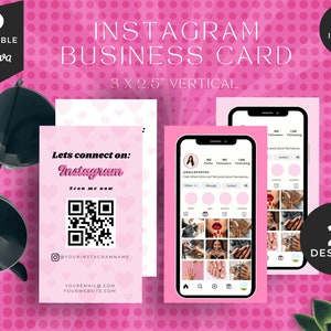 Nagel Visitenkarten Vorlage, Retro Instagram Visitenkarte, Haar Visitenkarte, QR Code Visitenkarten, Schönheit, Wimpern, Haare, Nägel, Perücken BB-RP
