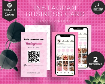 Retro Instagram Business Card Template: QR Code, Beauty, Hair, Nails (Canva Editable, Digital Download)