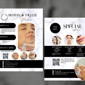 Black Marble Botox & Filler Flyer Template: Esthetician Beauty (Digital Download)