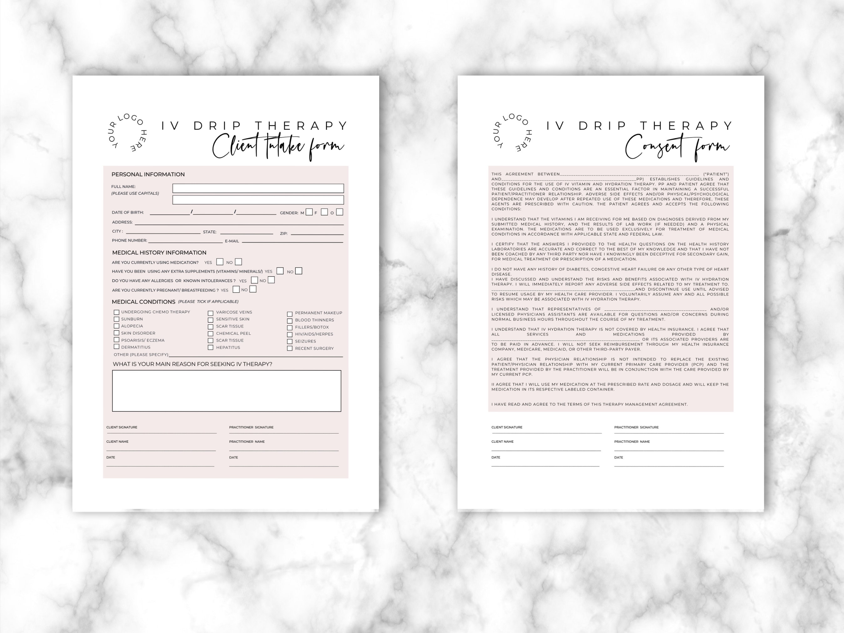 IV Therapy Forms Template: Consent, Aftercare, Tracker (canva Editable ...