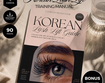 Korean Lash Lift Training Manual, Editable Canva Course, Certificate Included (Instant Download)