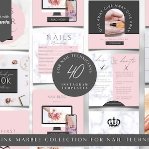 Nail Technician Instagram Posts, Nail Tech Branding Kit, Nail Tech Social Media , Canva Templates, NT-PM