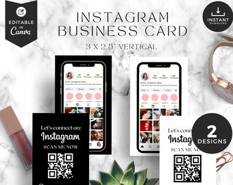 Modèle de carte de visite QR code Instagram : beauté, cheveux, cils (téléchargement numérique)