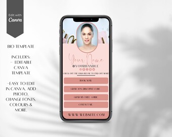 Pink Bio Link Canva Template: Instagram Landing Page (Digital Download)