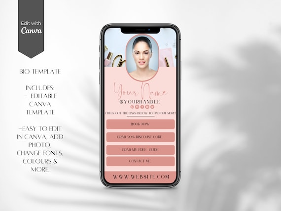 Pink Bio Link Canva Template: Instagram Landing Page (Digital Download)