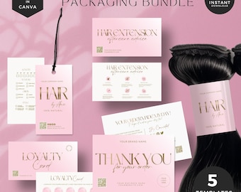 Hair bundles tag, hair branding kit,Bundle Wrap, Tags, Loyalty Card, WB-PGW