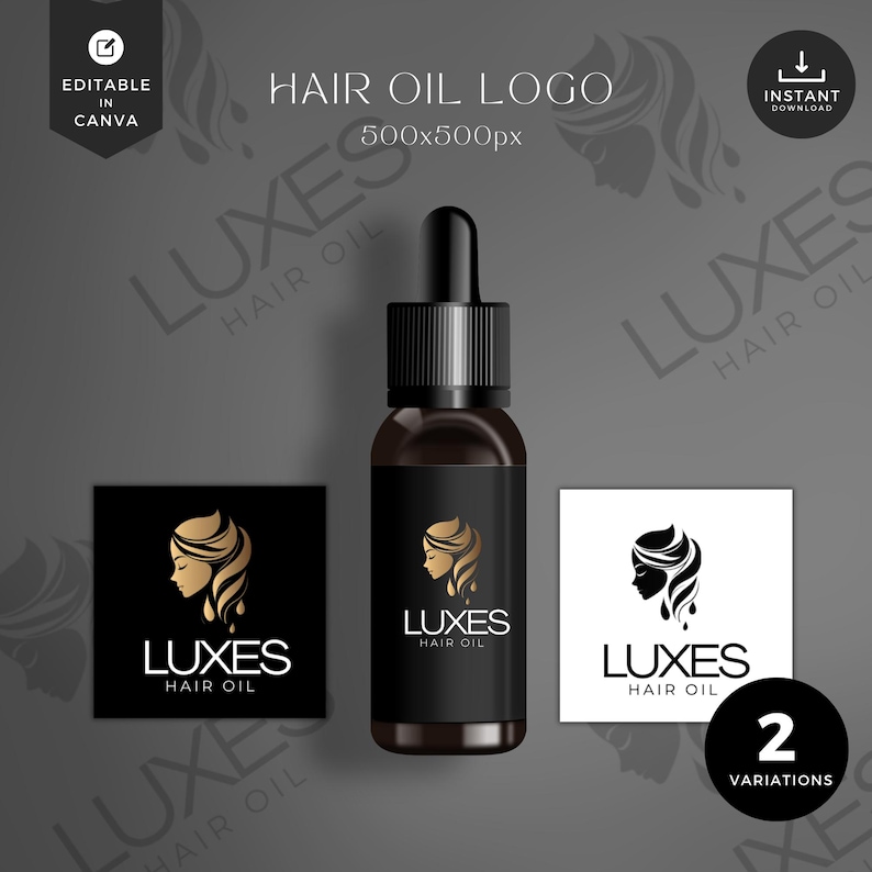 Hair Oil Logo, DIY Logo Design Template, Hair Growth Logo, Hair Serum