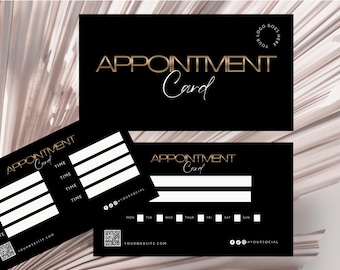 Appointment Reminder Card Template, Black Gold, Editable in Canva, WB-BGW