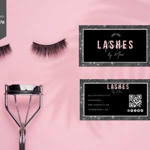 Diy Business Card, Canva Template,Beauty Lash Hair Makeup Business Card, Instagram Style Business Card,Eyelash, QR CODE