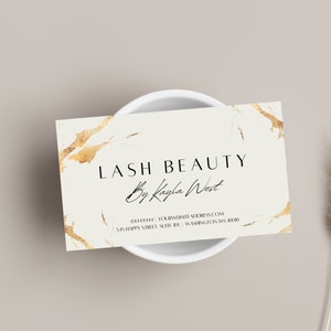 White and Gold Beauty Business Card Template: Lash Card (Canva Editable) image 5