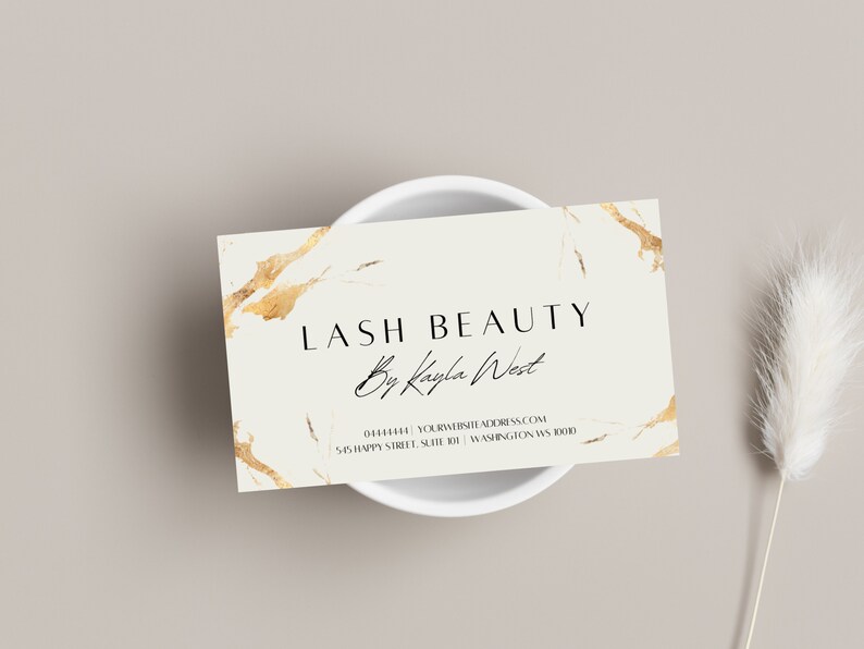 White and Gold Beauty Business Card Template: Lash Card (Canva Editable) image 5