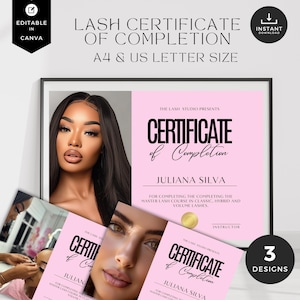 Certificate Of Completion Template,Nails Lashes Course,Beauty Certificate,Certificate Template Editable,Lash Training Certificate,CT-PL