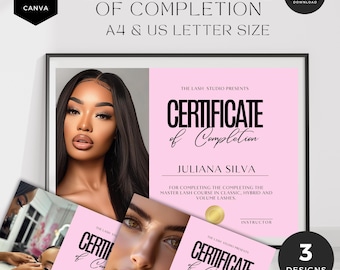 Editable Lash & Beauty Certificate Template (Digital Download)