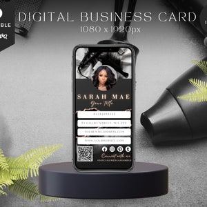 Digital business card clickable links, qr code card, Neon, esthetician business card, hair stylist, beautician, business card, BB-BAG