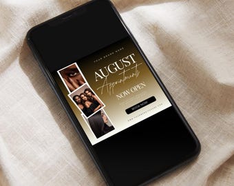 August Booking Flyer Template, Editable Instagram Promo (Digital Download)