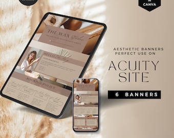 Acuity Scheduling Template,Beauty Website Banners,Body Waxing Service,Acuity Body Sculpting Branding,Canva Editable Template, Brown, AC-NW