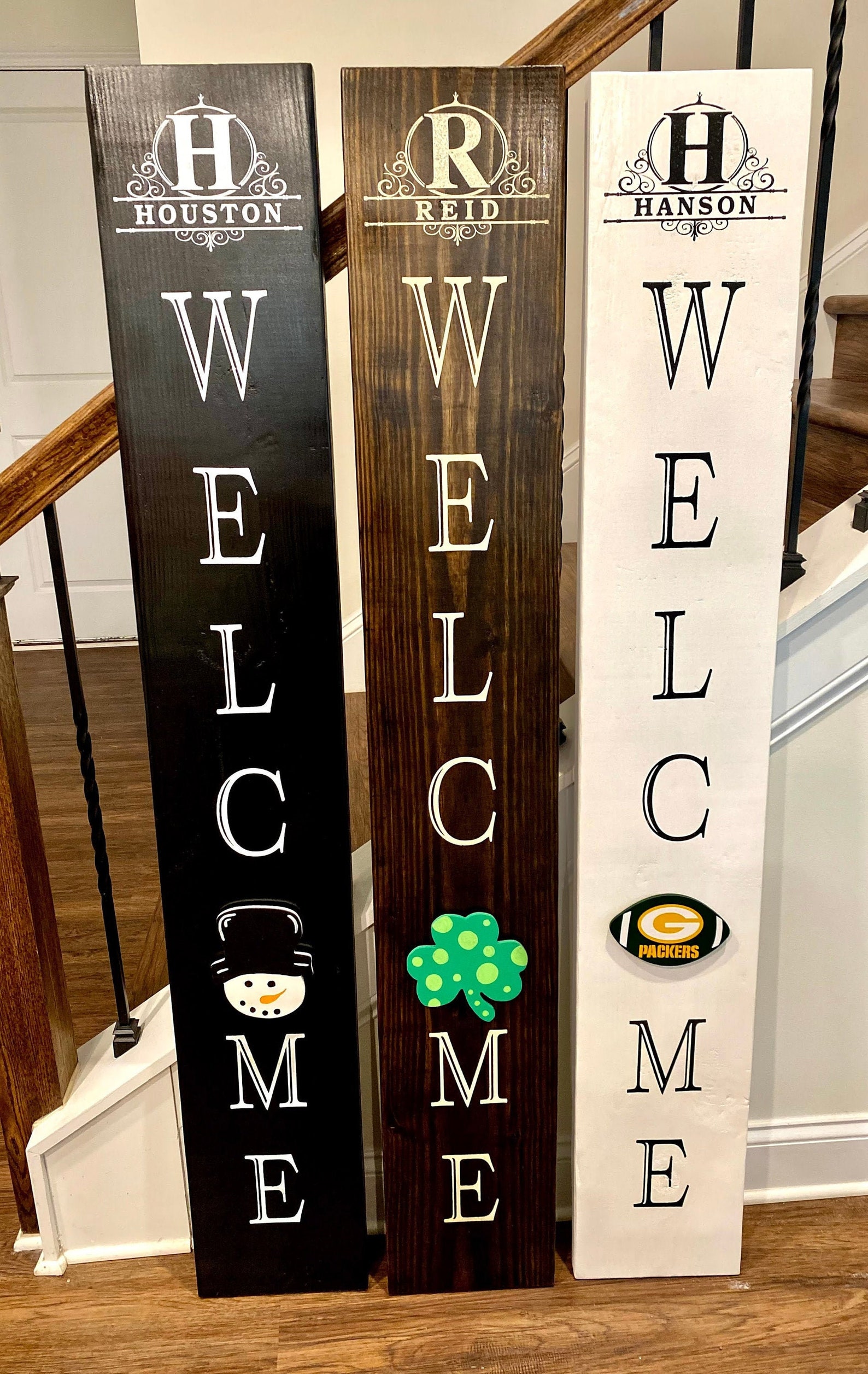 vertical wooden sign with interchangable seasonal Etsy