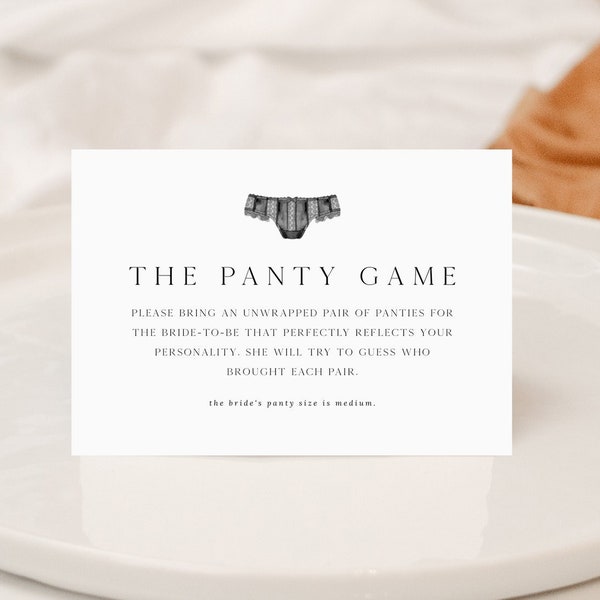 Editable The Panty Game Card Bridal Shower Game Corjl Template 514