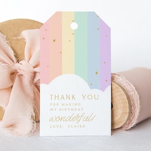 Editable Colorful Rainbow Thank You Tag Favor Tag Pastel Gift Tag Printable Corjl Template 577