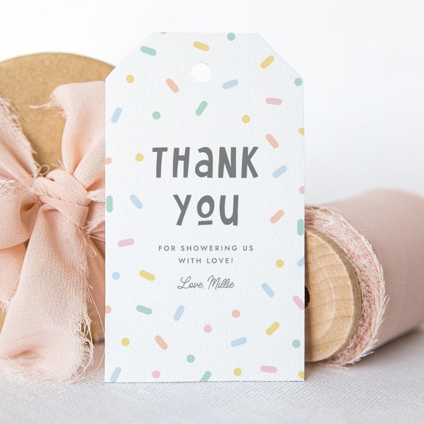 Editable Baby Sprinkle Gift Tag Pastel  Birthday Thank You Gift Colorful Birthday Party Printable Download Corjl Template 696