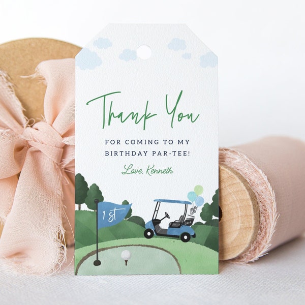 Golf Thank You Tag Gift Tag Food Label Favor Tag Welcome Bag Birthday Decor, Digital Template, Printable, Instant Download 604