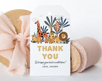 Safari Animal Thank You Tag Favor Tag Animal Gift Tag Printable Corjl Template 626