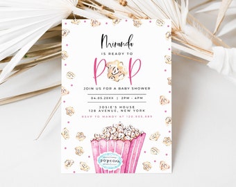 Ready to Pop Baby Shower Invitation Popcorn Baby Shower Party Invitation Elegant Warm Corjl Template 439