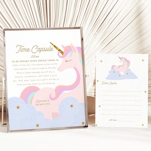 Unicorn Time Capsule Birthday Game Magical Unicorn Birthday Printable ...