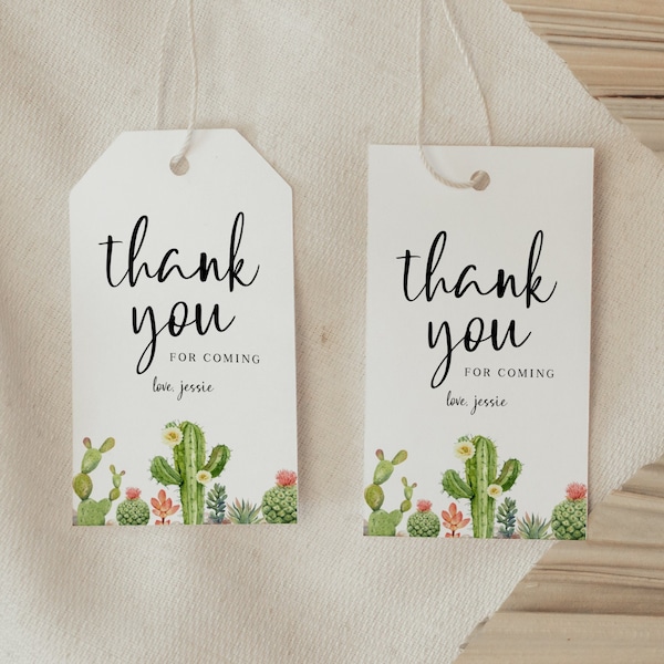 Editable Cactus Succulent Favor Tag Thank You Tag Gift Tag Corjl Template 520