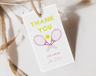 Tennis Merci Tag Gift Tag Food Label Favor Tag Welcome Bag Birthday Decor, Modèle numérique, Imprimable, Téléchargement instantané 734