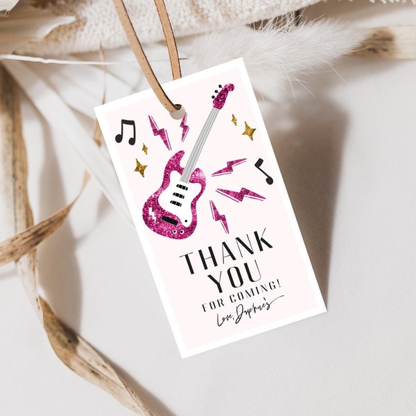 Rock Star Dankeschön Anhänger Favor Tag Blume Let's Rock Geschenkanhänger Printable Corjl Vorlage 619