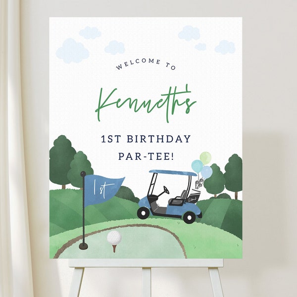 Golf  Birthday Welcome Sign Golf Course Birthday Infographic Birthday Decor Printable Download Corjl Template 604