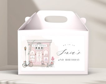 Paris Cafe Gable Box Label Favor Box Label France French Cafe  Birthday Digital Template PRINTABLE 673