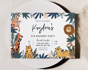 Safari Animal Birthday Invitation Template Calling All Party Animal Wild Animal Editable Digital Invitation Template Instant Download 626