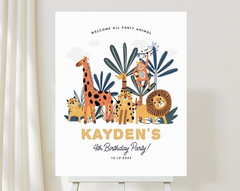 Safari Animal  Birthday Welcome Poster Animal Birthday Welcome Poster Birthday Decor Printable Download Corjl Template 626