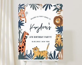 Safari Animal  Birthday Welcome Poster Animal Birthday Welcome Poster Birthday Decor Printable Download Corjl Template 626