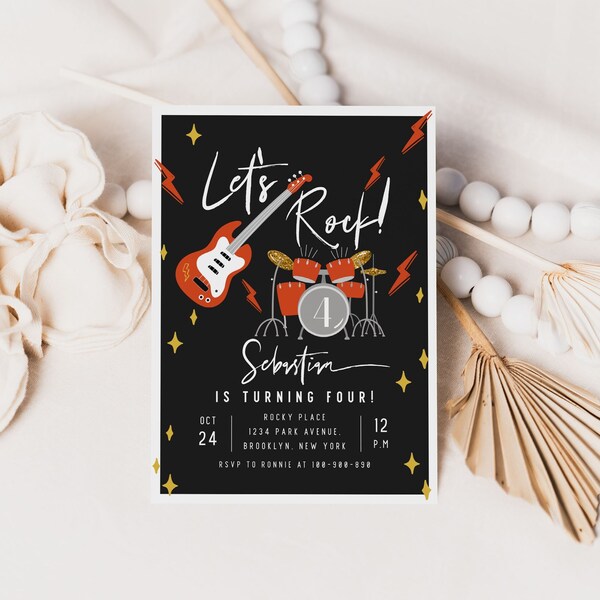 Rock Star Invitation - Etsy