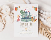 Princess and Knight Modern Birthday Invitation Princess Birthday Invitation Printable Corjl Template 614 Il_170x135