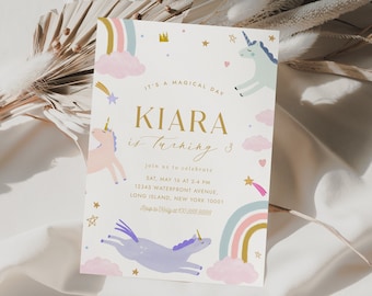 Magical Unicorn Birthday Invitation Template Rainbow Star Editable Digital Invitation Template Printable Instant Download 766